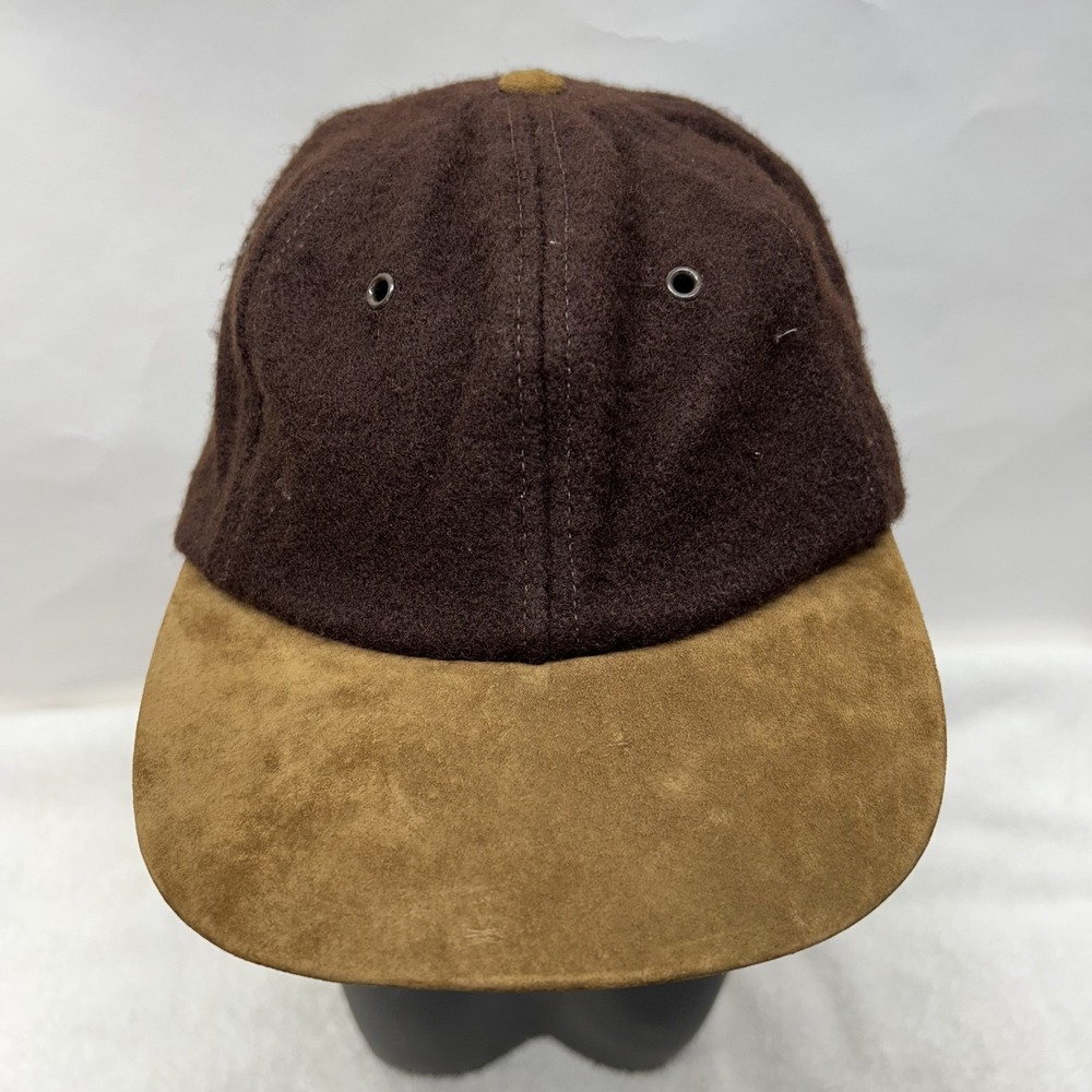 J. Crew Mens Adjustable Suede Leather Bill Wool Vintage Brown Hat